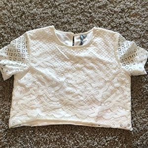 White lace crop top